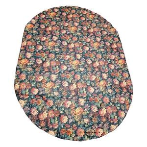 Vintage Christmas Holiday Poinsettia Floral Design Oblong Table Cloth 83 X 60